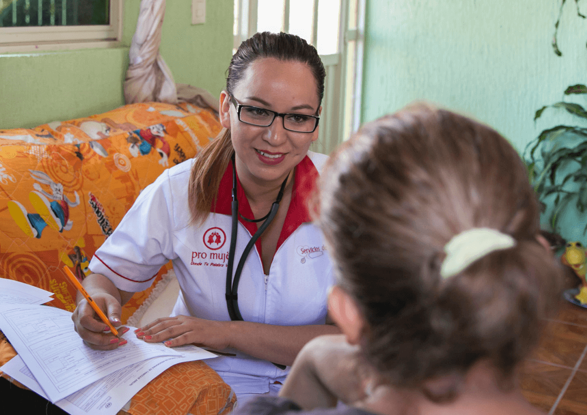 Health screening by a Pro Mujer nurse at a client’s home in Hidalgo, Mexico.