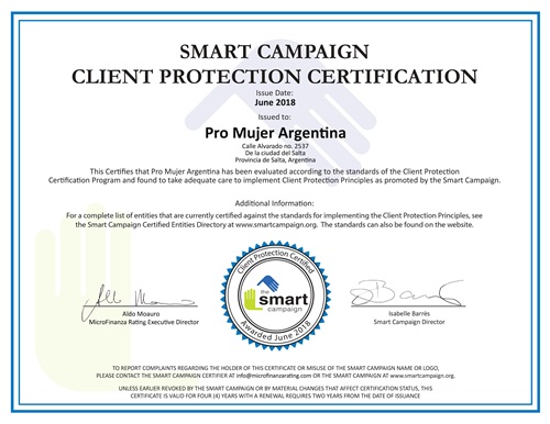 Certificado SMART - Pro Mujer Argentina